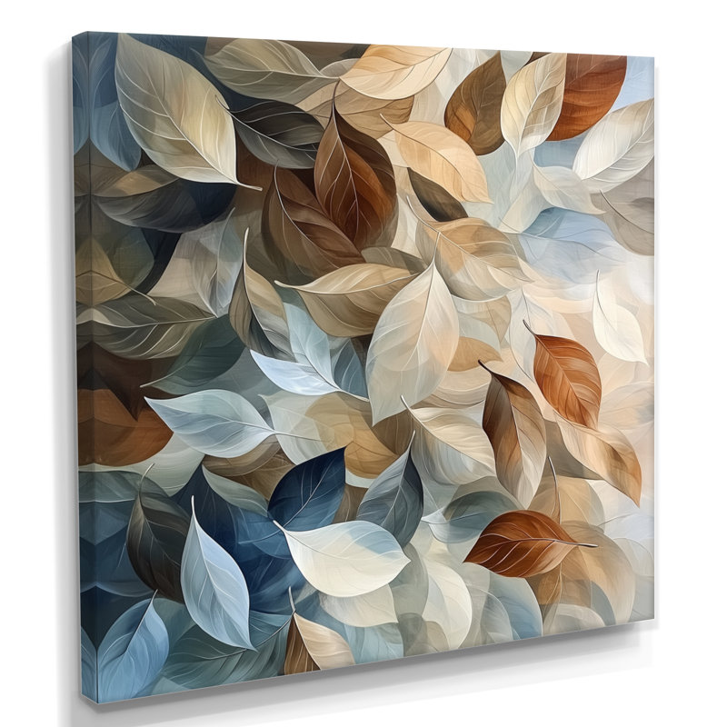 Feuilles d'amande soufflées au vent I - feuilles, art mural, Toile tendue, Ne s’applique pas, H 16 po x l 16 po