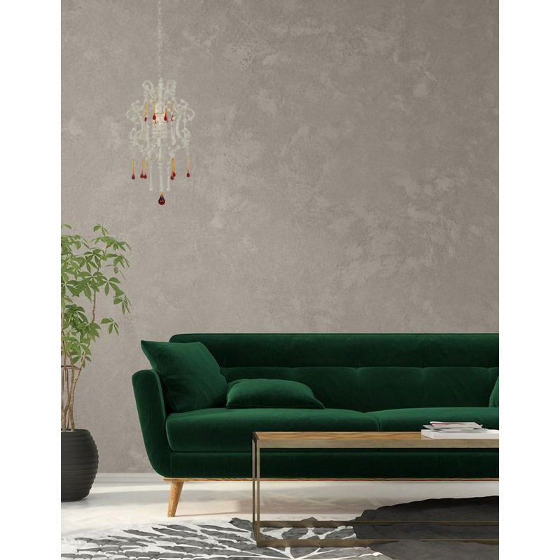 Lustre 1 lumière en chrome avec cristaux transparents et ambre