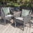 Modern Grey Patio Chairs Of 2, Water- Outdoor Armchairs With Resin For Dining Water And Fade Resistance