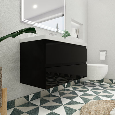 Mableton Single Bathroom Vanity with Wood, Acrylic Top