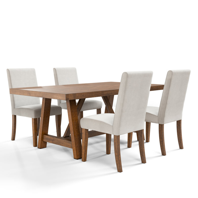 Cleland Dining Table Set, 5 Pieces: Table, 4 Chairs