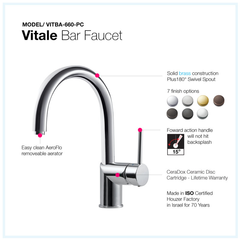 Robinet de bar caché Vitale, Chrome poli