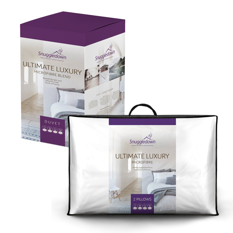 Retreat Snuggledown Indulgent Cotton 10.5 Tog All Year Round Duvet with 2 Pillows, Super King