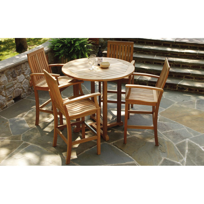 Oxford Outdoor 5 - Piece Teak Bar Height Dining Set