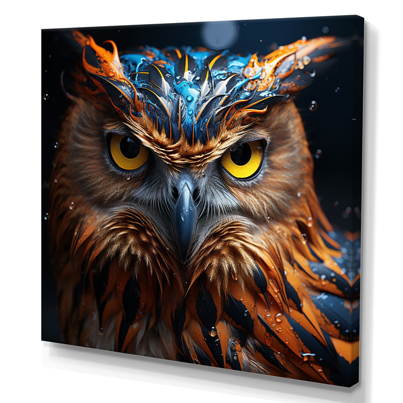 Portrait de chouettes sagesse III, H 30 po x l 30 po x P 1 po, Toile tendue