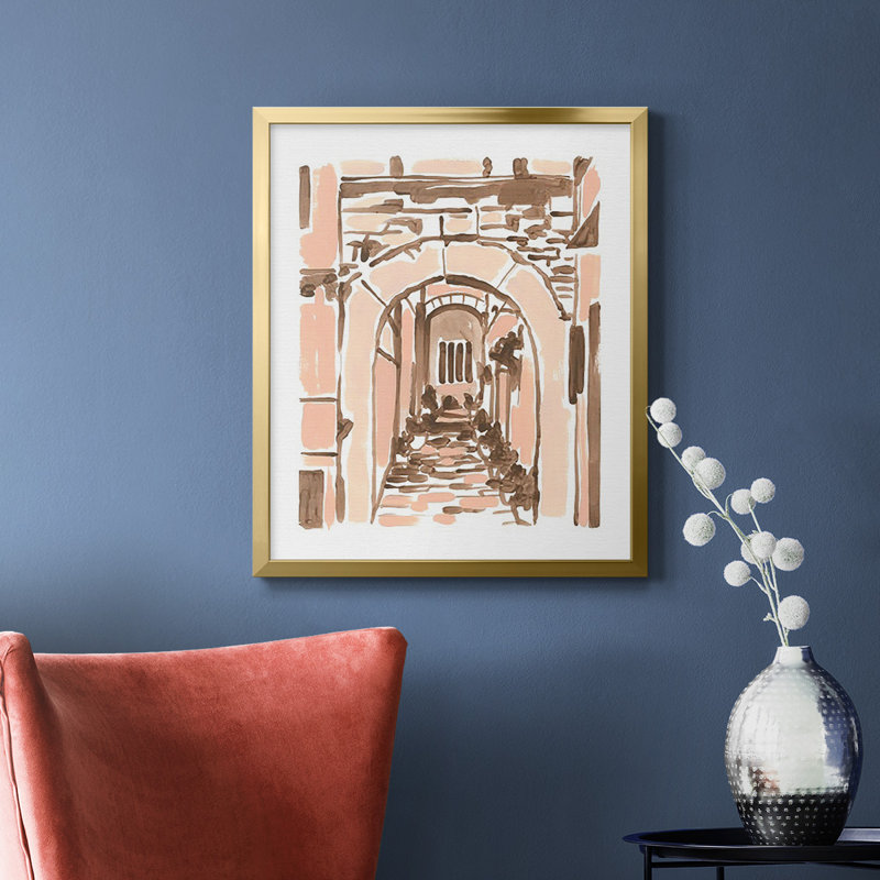 Toile encadrée de qualité supérieure Blush Architecture Study III - prête à être accrochée, Or, H 24 po x l 20 po