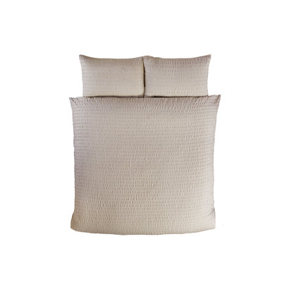 SEERSUCKER Cotton Blend Solid Colour Duvet Cover Set with Pillowcases Included