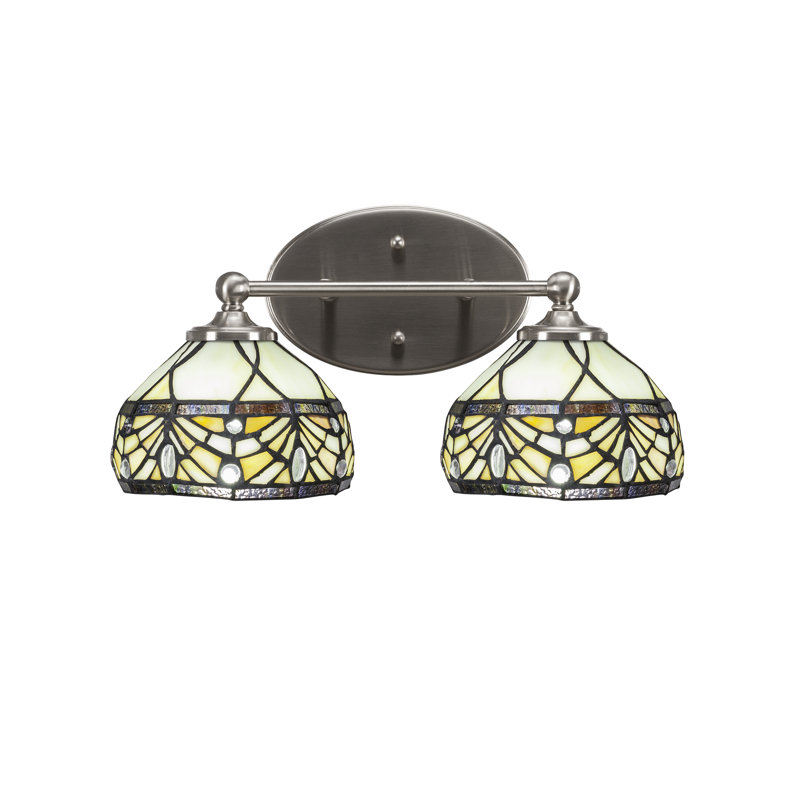 Barre d'éclairage de salle de bain Eddis avec verre d'art royal merlot de 7 po, Nickel brossé, 2