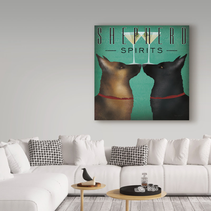 «Double Shepherd Spirits» par Ryan Fowler, reproduction d'art graphique sur toile, H 14 po x l 14 po x P 2 po