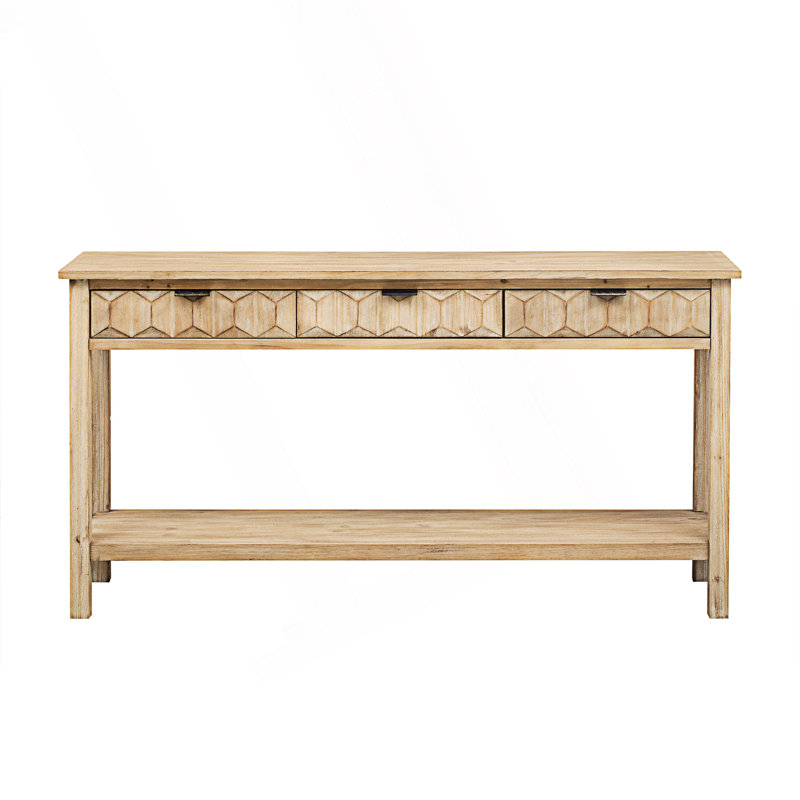 Modern Style  Stylish Console Table With Honeycomb Design, Natural