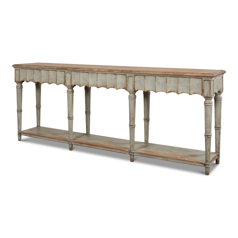 Chantal 93'' W Solid Wood Console Table, Natural Pine/Sage