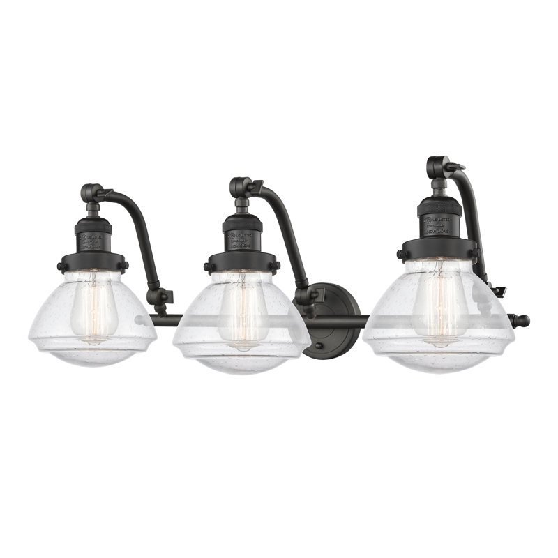 Éclairage pour salle de bain 3 lumières avec abat-jour en verre l 26 po Chesterville, Bronze frotté à l'huile, Grainé