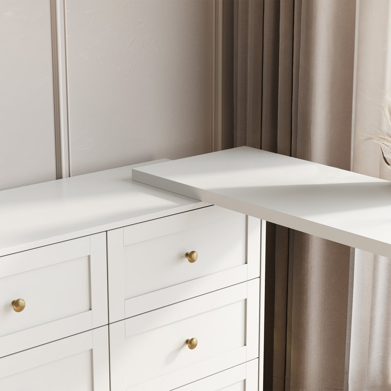Extendable Makeup Vanity Desk With 6 Drawers