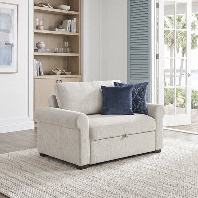 Marlborough 60.5" Modern & Contemporary Microfiber Convertible Chair and a Half with Pull-Out Bed, Click Motion Back & Roll Arms