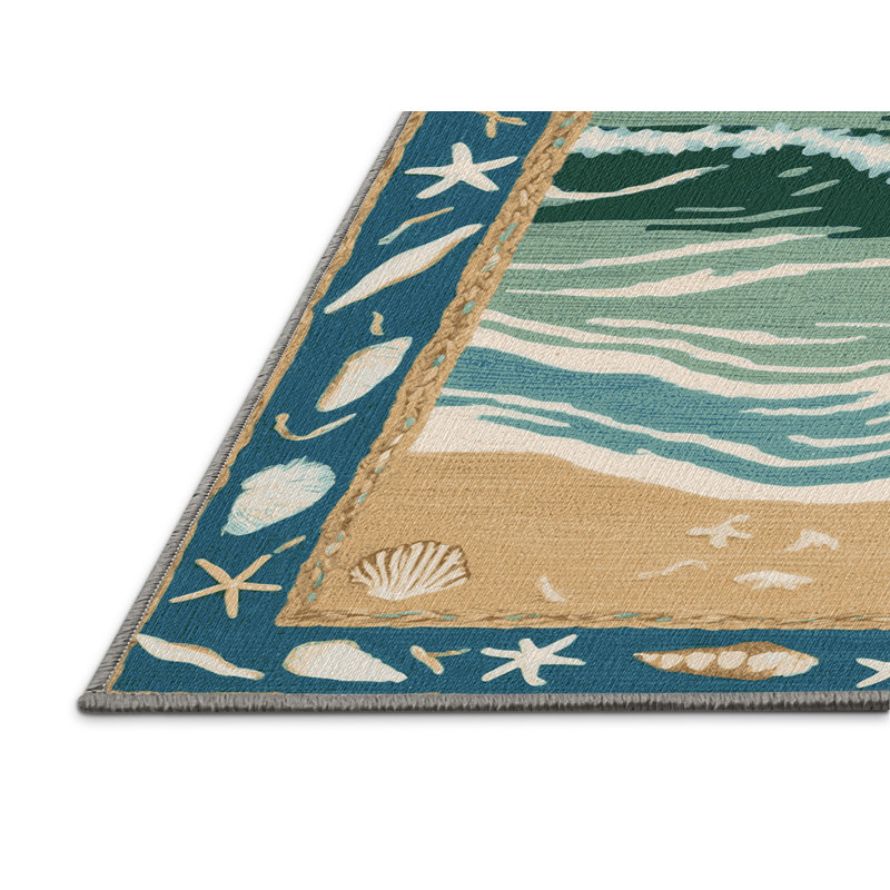 Tapis bord de mer lavable Spring Beach, Tapis de couloir 2 pi x 4 pi