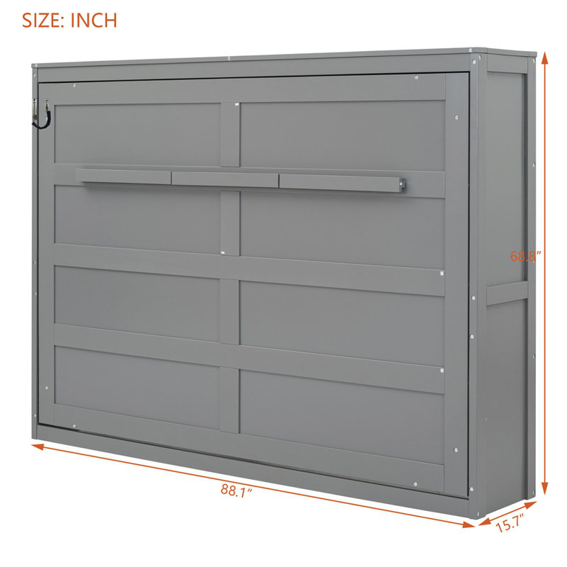 Queen Size Murphy Bed Wall Bed, Gray, Queen