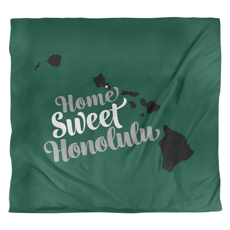 Housse de couette honolulu hawaii, Microfibre, Housse de couette pour grand lit, Bleu sarcelle