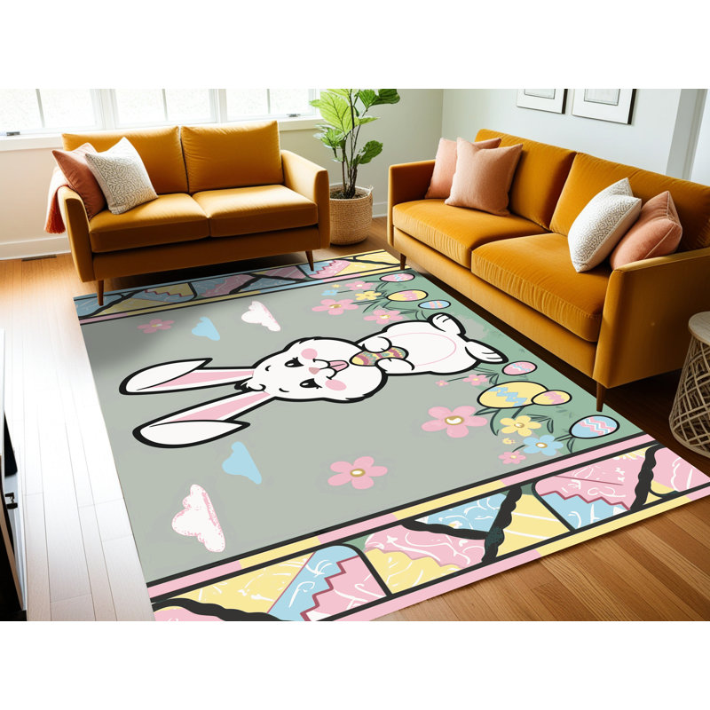 Tapis de fête de Pâques de six ans Ginza, Rectangulaire 2 pi x 3 pi