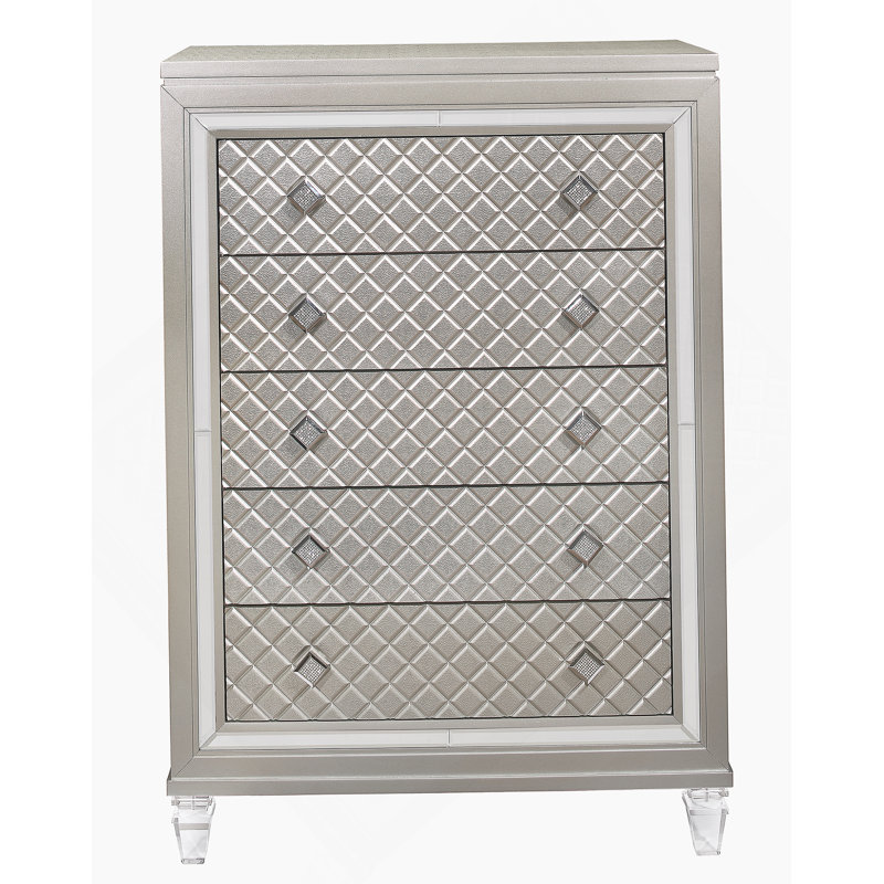 Commode verticale en bois manufacturé avec 5 tiroirs
