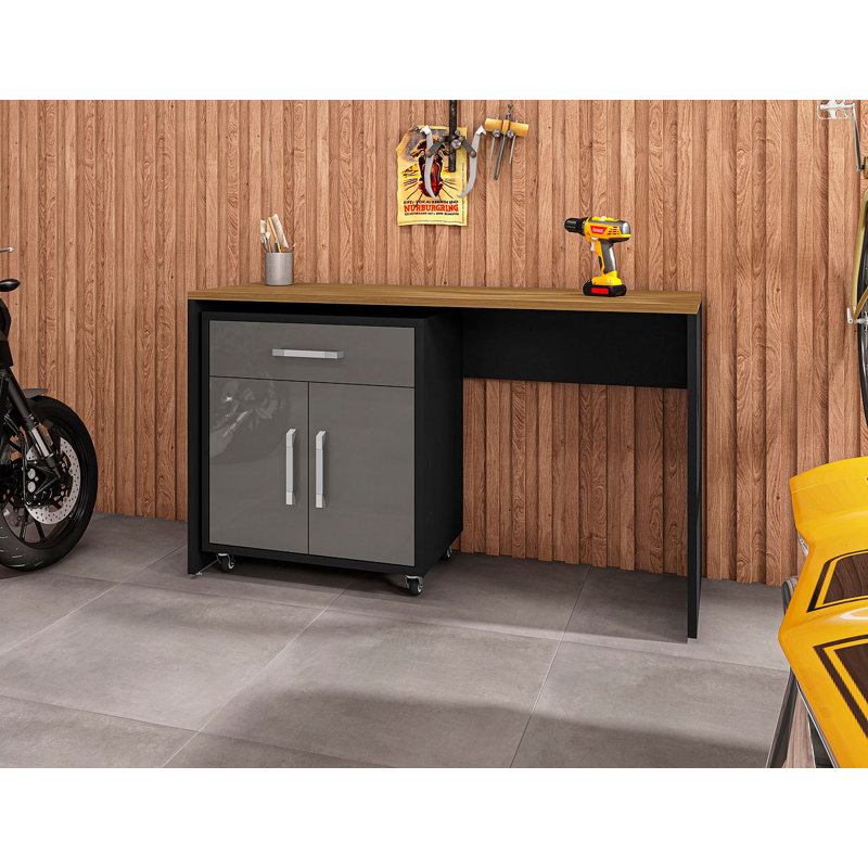 Aseem 2 Piece Single Storage Cabinet ( 36.22'' H x 59.84'' W x 19.69'' D), Matte Black/Gray