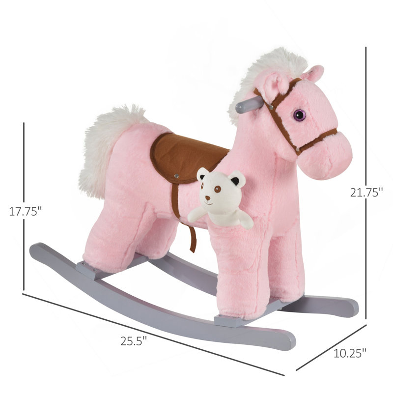 Cheval à bascule Qaba en peluche avec ours, chaise avec peluche et sons réalistes amusants