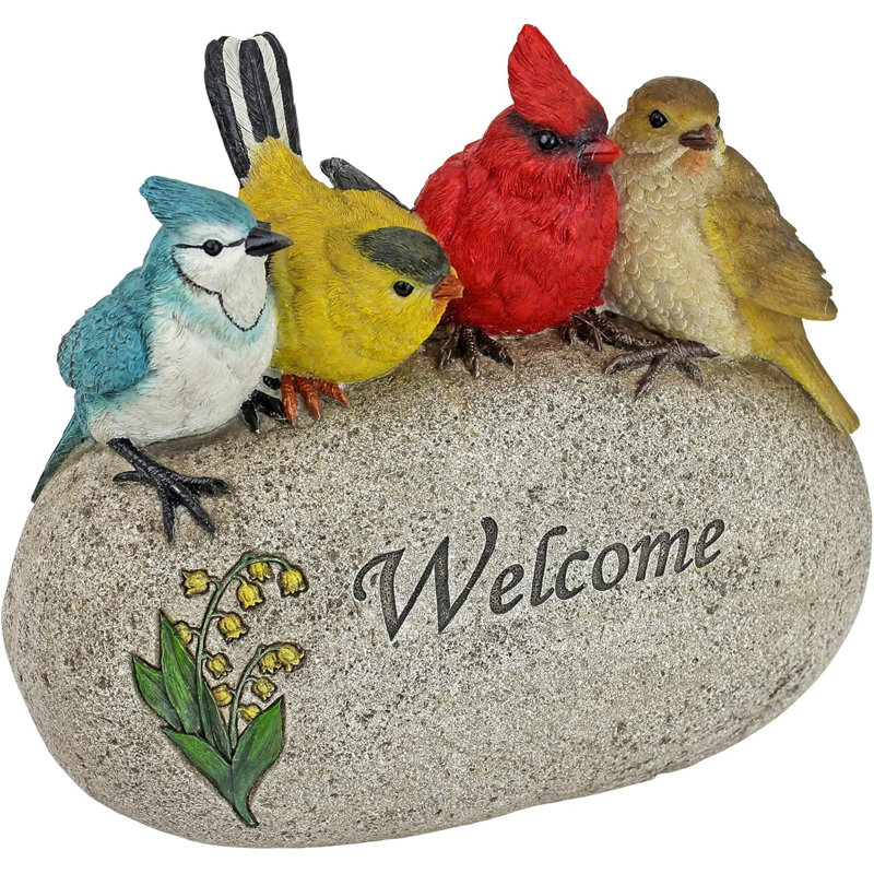 Birdy Welcome Garden Stone Statue: Medium
