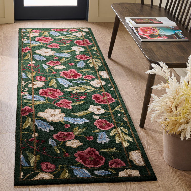 Tapis floral touffeté à la main Jardin 472, Tapis de couloir 2 pi 3 po x 8 pi