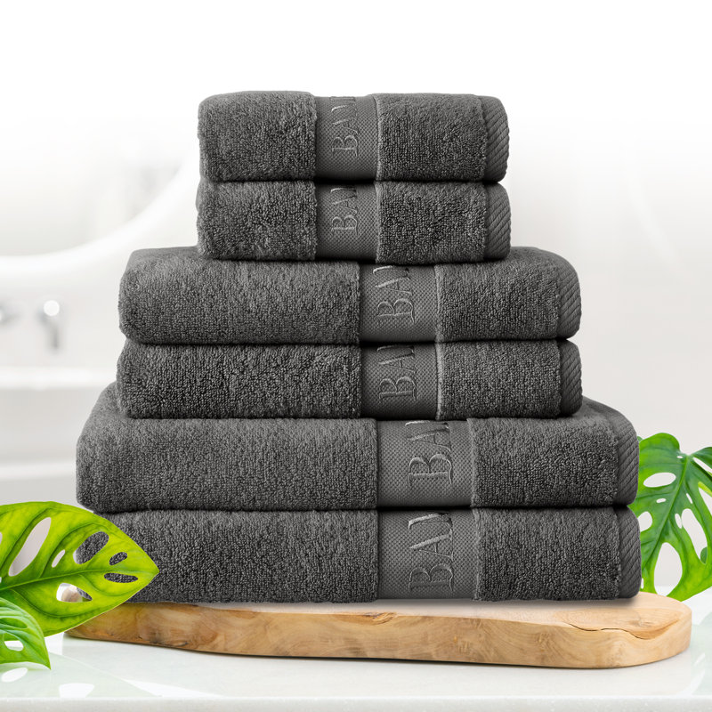 6-Piece Bamboo Cotton Towel Bale Set – Super Soft, Ultra-Absorbent Family Pack Towels with 2 Bath, 2 Hand, 2 Washcloths
