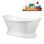 Baignoire de trempage autoportante en acrylique 60 ", plateau en bambou, drain-103682594