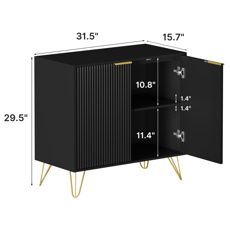 30“ Tall 2-Door Accent Cabinet with Adjustable Shelf, Black