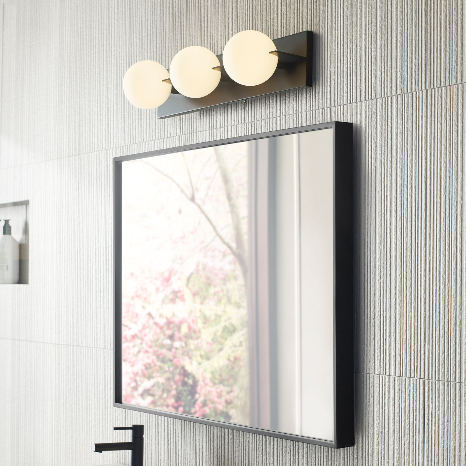 Orbel 3 Light Frosted Dimmable Vanity Light, Matte Black, Yes