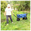 Chariot utilitaire pliable bleu avec roues tout-terrain et porte-gobelets - Chariot de jardin pliable robuste pour le camping, la plage et le magasinage