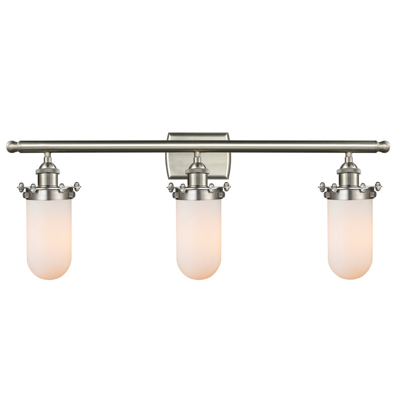 Éclairage pour meuble-lavabo à intensité variable Calixta, Nickel satiné brossé, Blanc