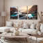 Ensemble de 3 tableaux sur toile « Côte au coucher du soleil » pour la décoration du salon et de la chambre.-129073857