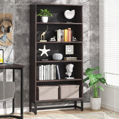 Grande bibliothèque H 70,9 po x l 31,5 po, étagère de rangement et de présentation à 5 niveaux Glassford