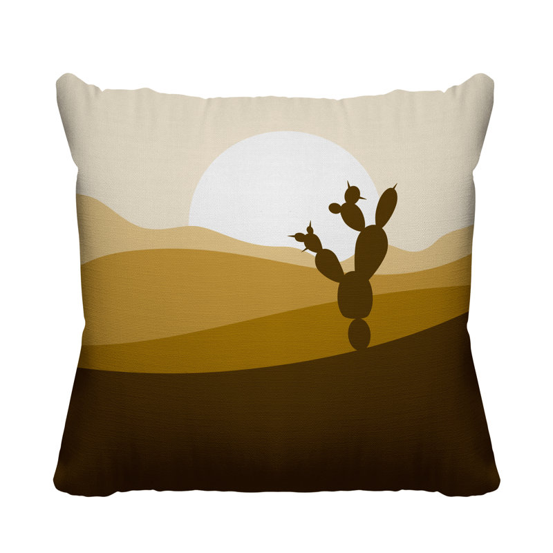 Coussin décoratif intérieur / extérieur Minimalist Desert, L 17 po x H 17 po, Jaune