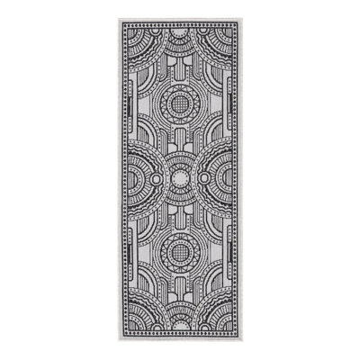 Tapis intérieur / extérieur en polypropylène géométrique tissé à la machine blanc / noir