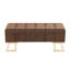 Banc de rangement en acier doré et velours brun