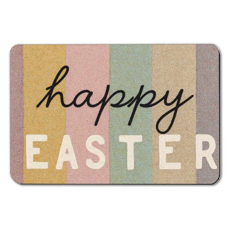 Happy Easter Striped Bath Mat, 36 x 24 inch