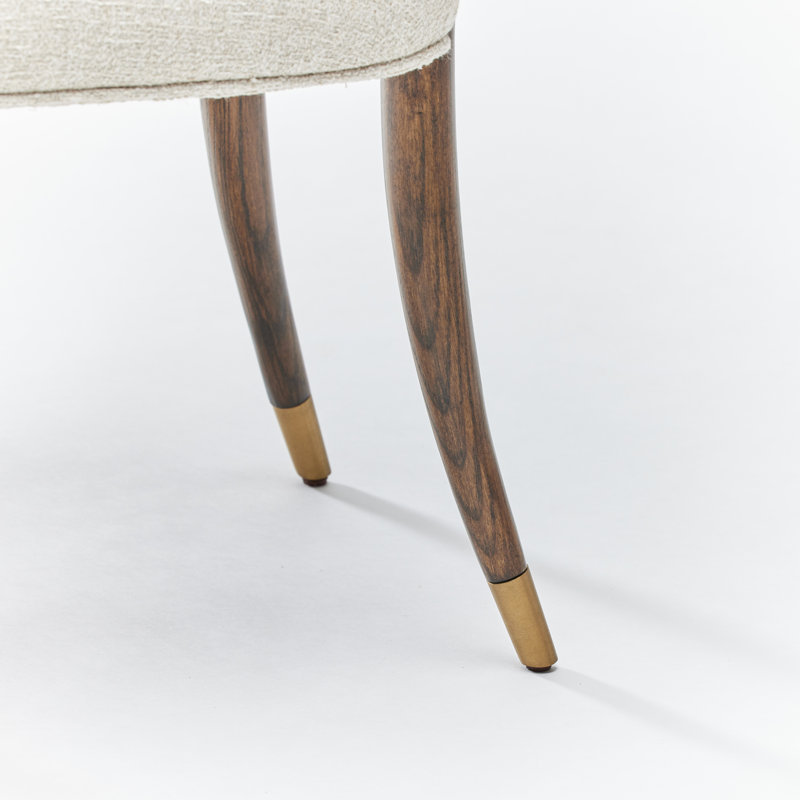 Serafina Upholstered Dining Chair, Brushed Brass/Walnut