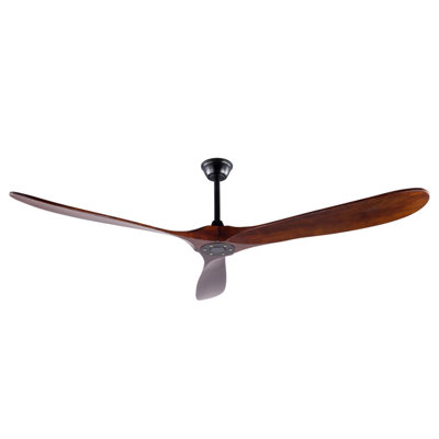 Ventilateur de plafond d'extérieur en bois massif de 72 pouces, à trois pales, sans lumière, finition noyer, adapté aux patios, salons, chambres à coucher et porches, avec télécommande