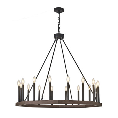 Kino 16 - Light Steel Dimmable Wagon Wheel Chandelier
