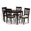 Ensemble de salle à manger en bois massif 5 pièces Lebanon en tissu sable et bois brun, H 37,4 po x l 18,1 po x P 20,3 po-128768040-128768054