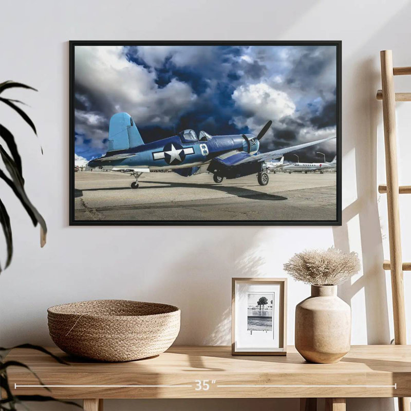 Avion de la Seconde Guerre mondiale, 25 po x 17 po, Cadre flottant noir
