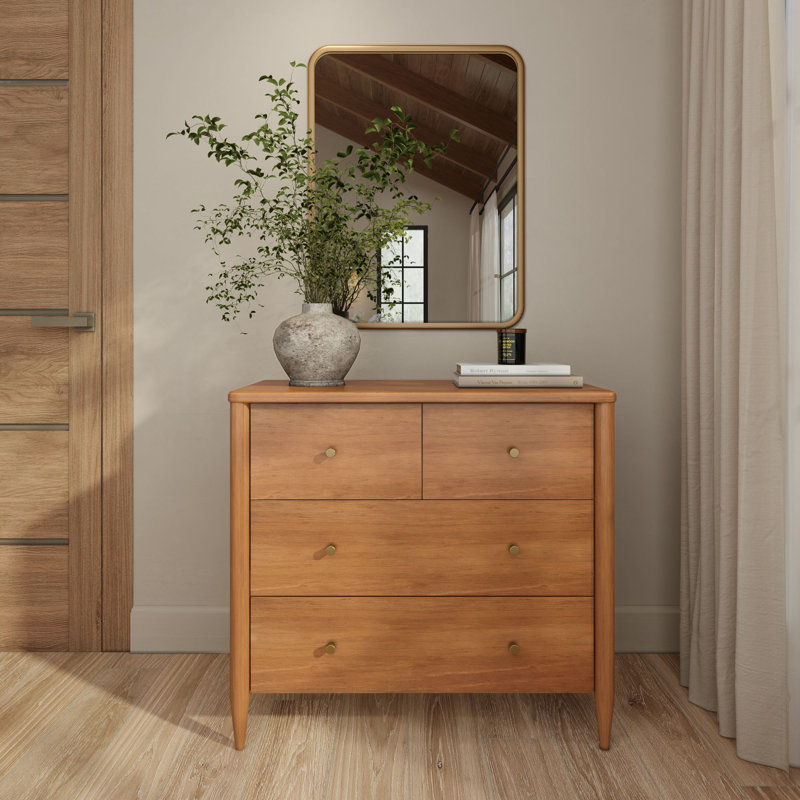 Harbor 3-Drawer with Divided Top Drawer Dresser, Pecan