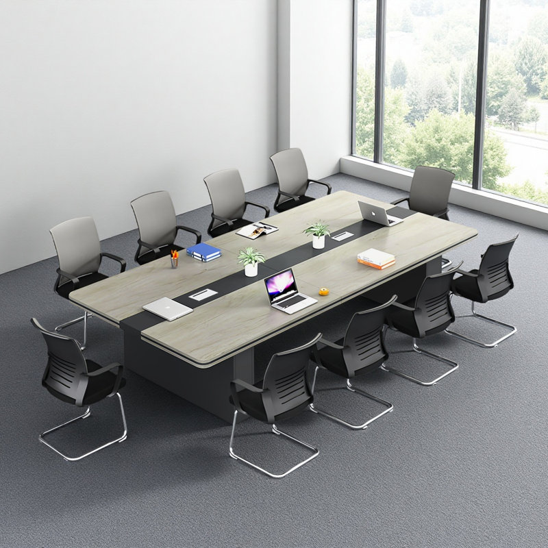 110.24" Rectangle Conference Table, Large Office Meeting Desk, Multi-Person Business Discussion Table