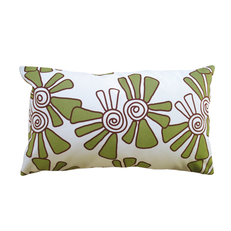 Hand Printed Pillows Canvas Cotton Throw Pillow, 12" H x 20" W