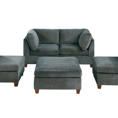 MODULA - Canapé modulaire en chenille 5 pièces en tissu