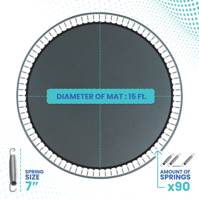 Tapis de remplacement pour trampoline avec anneaux en V Machrus Upper Bounce, pour cadre rond utilisant des ressorts