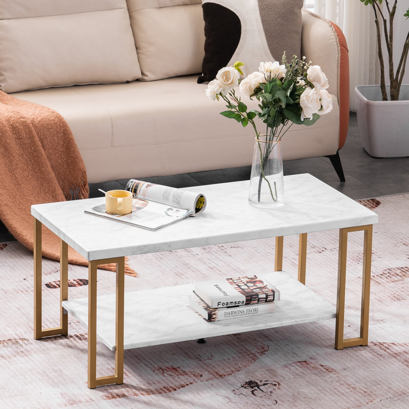 Table basse rectangulaire à double couche 39,37 po 